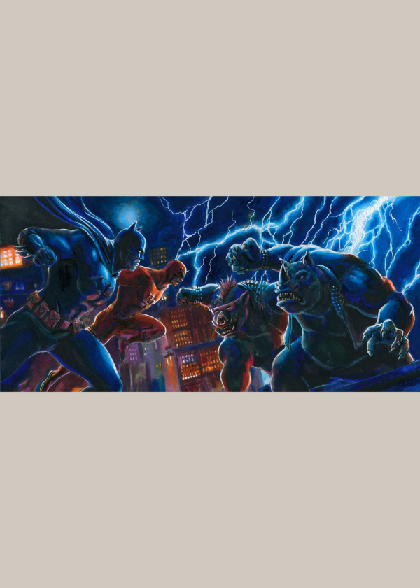 Batman & Daredevil vs Beebop & Rocksteady by David Duke - 3 Panel