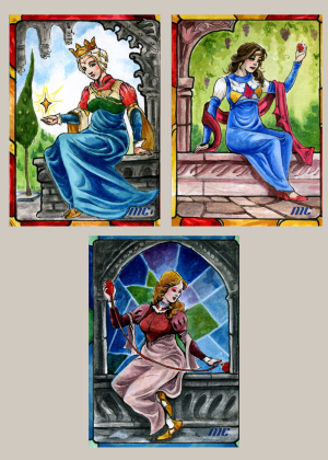 Queen, Maiden, Child by Triantafillia Vassou - 3 card set standard size