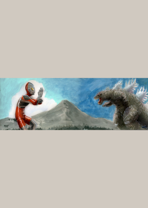 Ultraman vs Godzilla by Juan Mendez - 4 panel